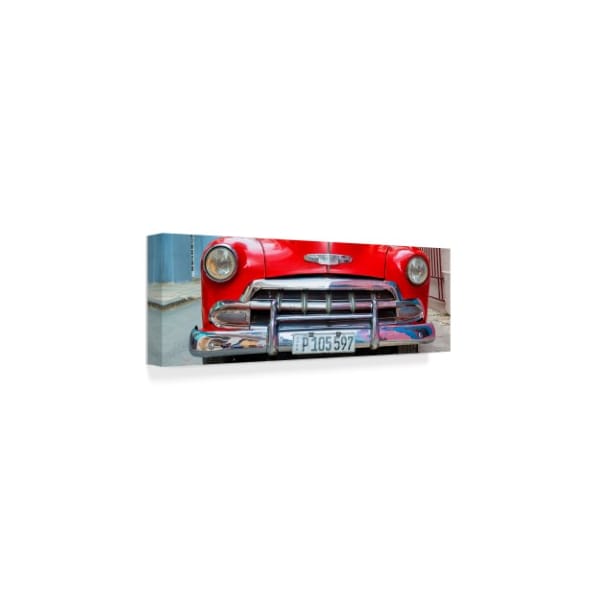 Philippe Hugonnard 'Detail On Red Classic Chevy' Canvas Art,10x32